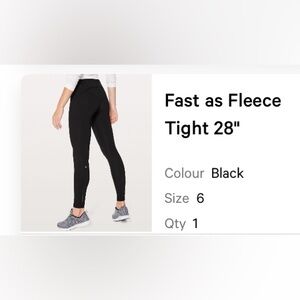 Lululemon Fast as Fleece winter tights - Size 6